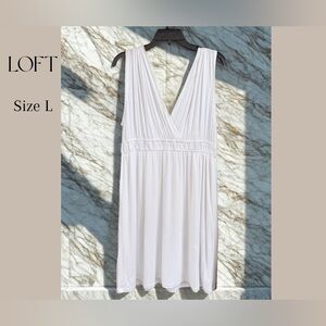 LOFT Ivory Sleeveless cotton Sundress